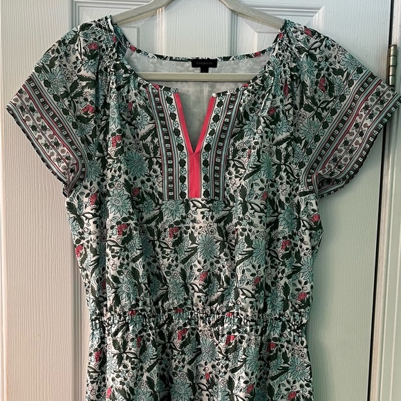 TALBOTS VOILE FIT & FLARE DRESS - PRETTY PRIMROSE - Picture 2 of 9